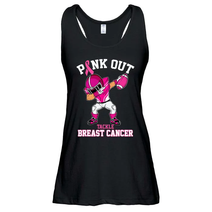 Out Tackle Breast Cancer Awareness Dabbing Football Ladies Essential Flowy Tank