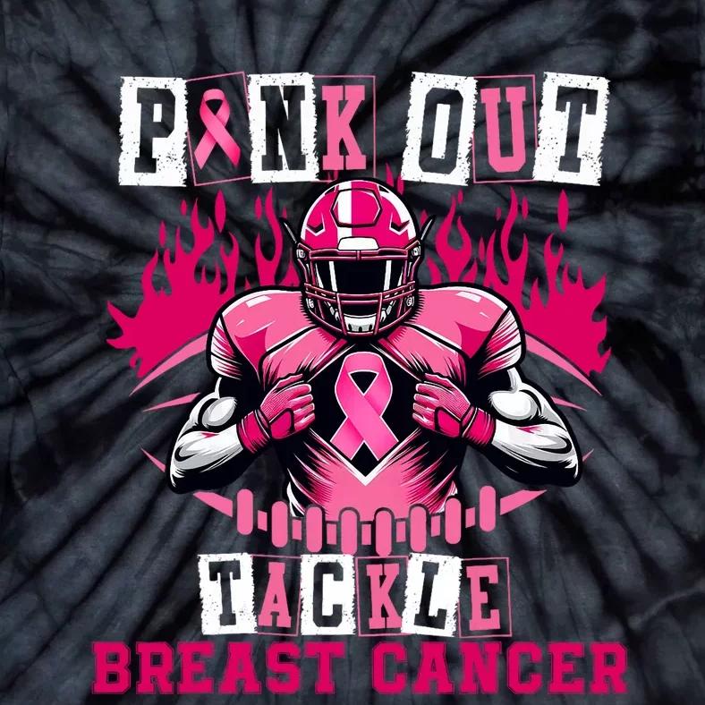 Out Tackle Breast Cancer Awareness Usa Football Mom Tie-Dye T-Shirt