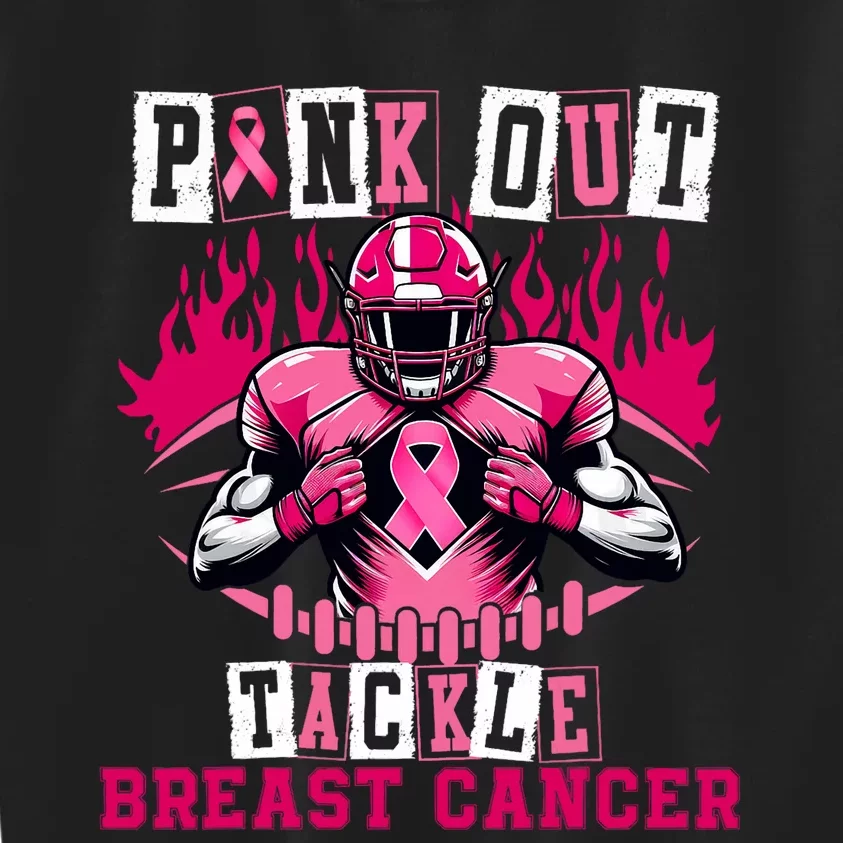 Out Tackle Breast Cancer Awareness Usa Football Mom Kids Sweatshirt