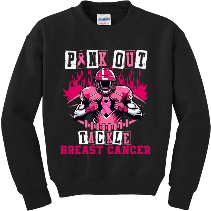 Out Tackle Breast Cancer Awareness Usa Football Mom Kids Sweatshirt