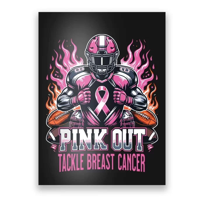 Out Tackle Breast Cancer Awareness American Football Poster