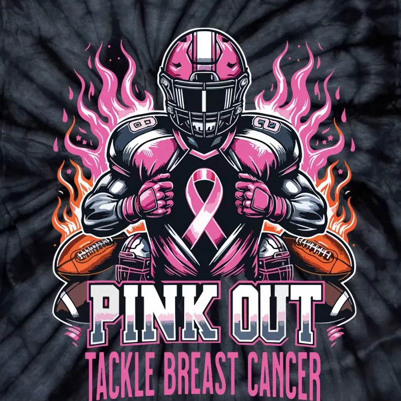 Out Tackle Breast Cancer Awareness American Football Tie-Dye T-Shirt