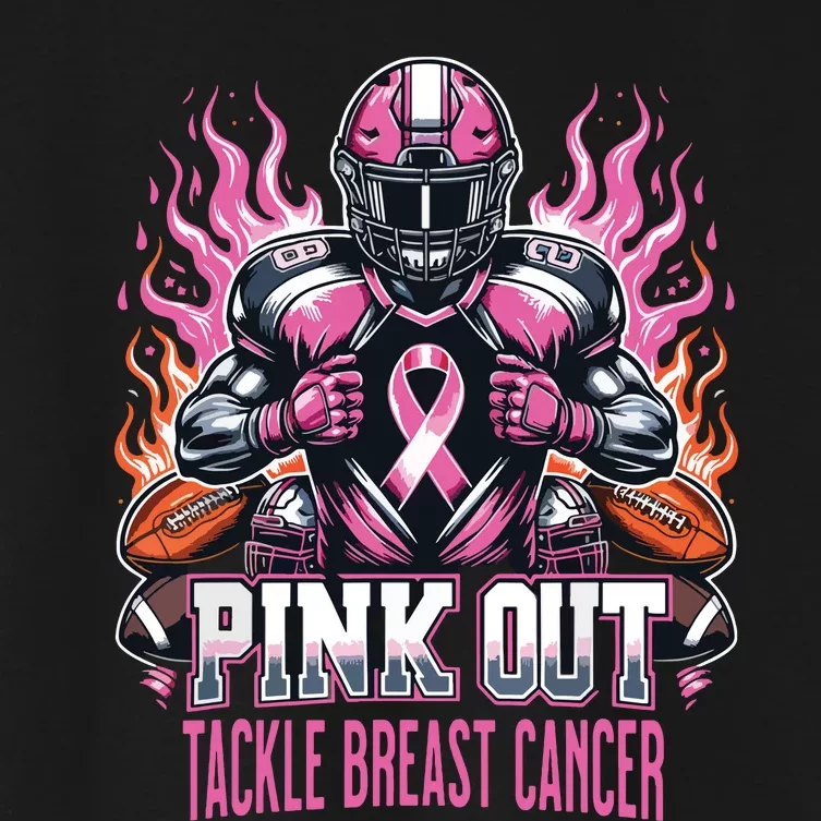 Out Tackle Breast Cancer Awareness American Football Women's Crop Top Tee