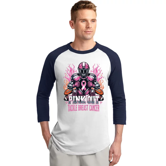 Out Tackle Breast Cancer Awareness American Football Baseball Sleeve Shirt