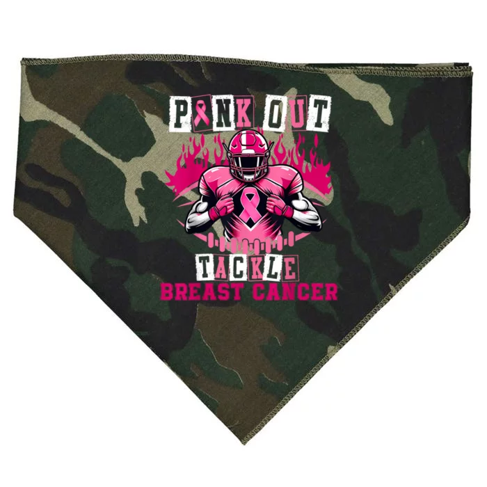 Out Tackle Breast Cancer Awareness Usa Football Mom USA-Made Doggie Bandana