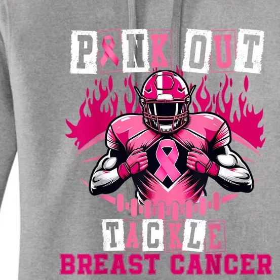 Out Tackle Breast Cancer Awareness Usa Football Mom Women's Pullover Hoodie