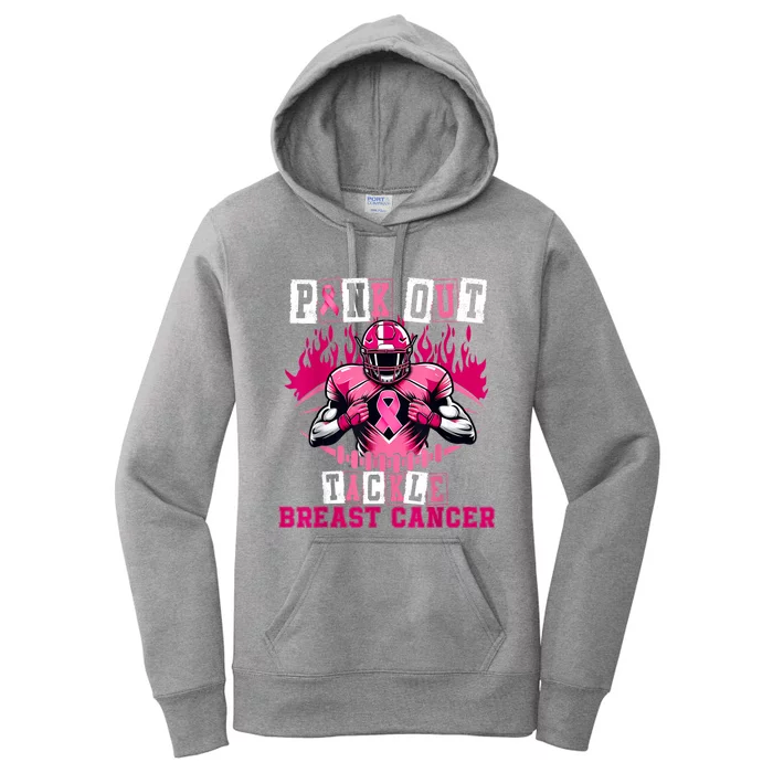 Out Tackle Breast Cancer Awareness Usa Football Mom Women's Pullover Hoodie