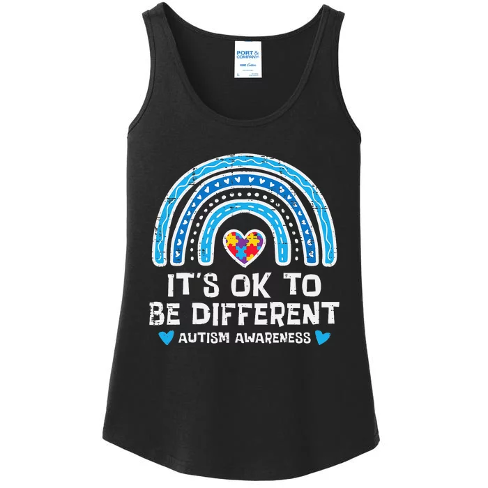 Ok To Be Different Rainbow Autism Awareness Ladies Essential Tank