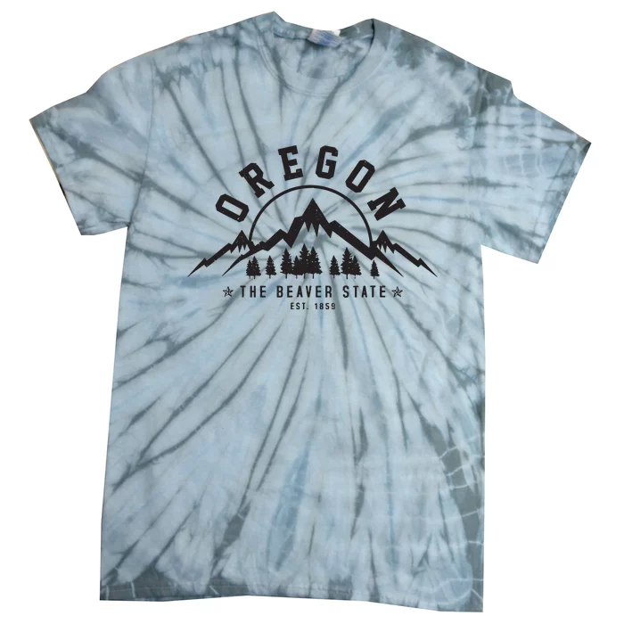 Oregon The Beaver State Est 1859 Vintage Mountains Gift Tie-Dye T-Shirt