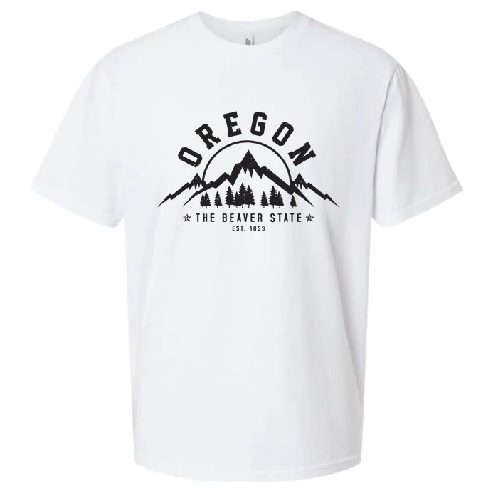 Oregon The Beaver State Est 1859 Vintage Mountains Gift Sueded Cloud Jersey T-Shirt