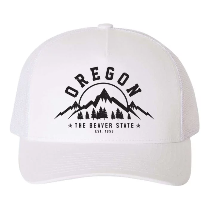 Oregon The Beaver State Est 1859 Vintage Mountains Gift Yupoong Adult 5-Panel Trucker Hat