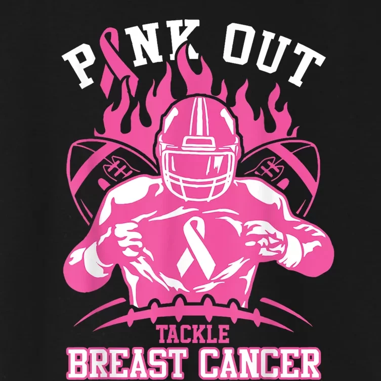 Out Tackle Breast Cancer Awareness American Football Women's Crop Top Tee