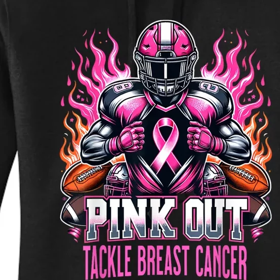 Out Tackle Breast Cancer Awareness American Football Women's Pullover Hoodie