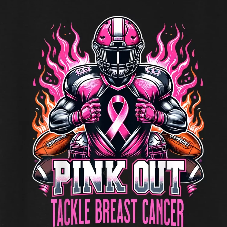 Out Tackle Breast Cancer Awareness American Football Women's Crop Top Tee