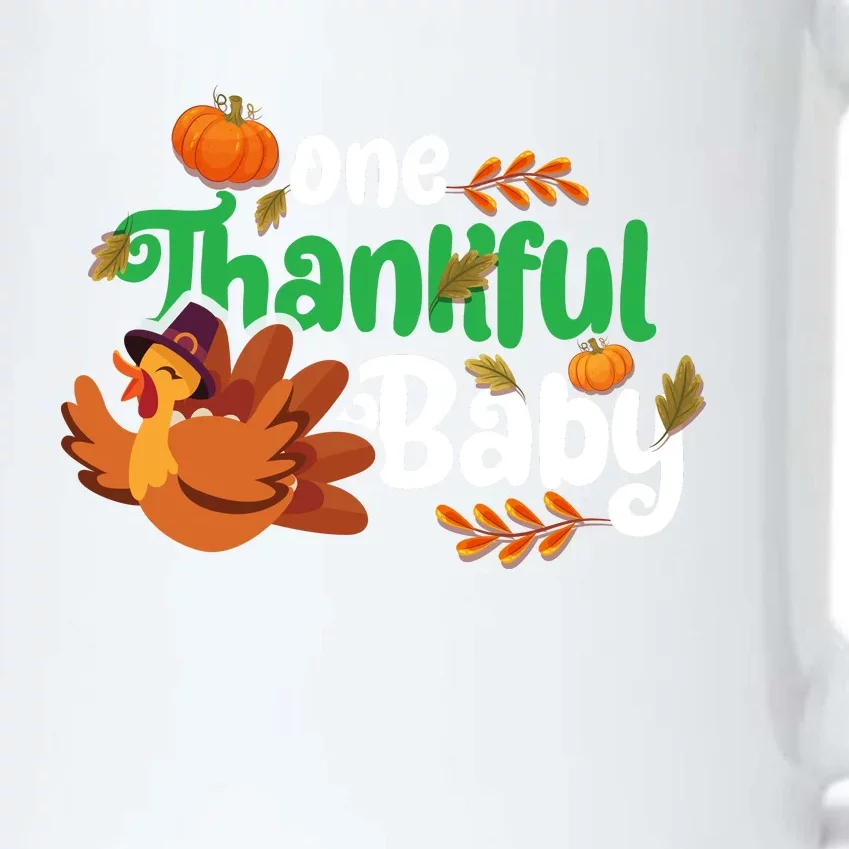 One Thankful Baby Funny Turkey Thanksgiving Baby Announcement Black Color Changing Mug