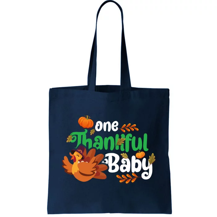 One Thankful Baby Funny Turkey Thanksgiving Baby Announcement Tote Bag