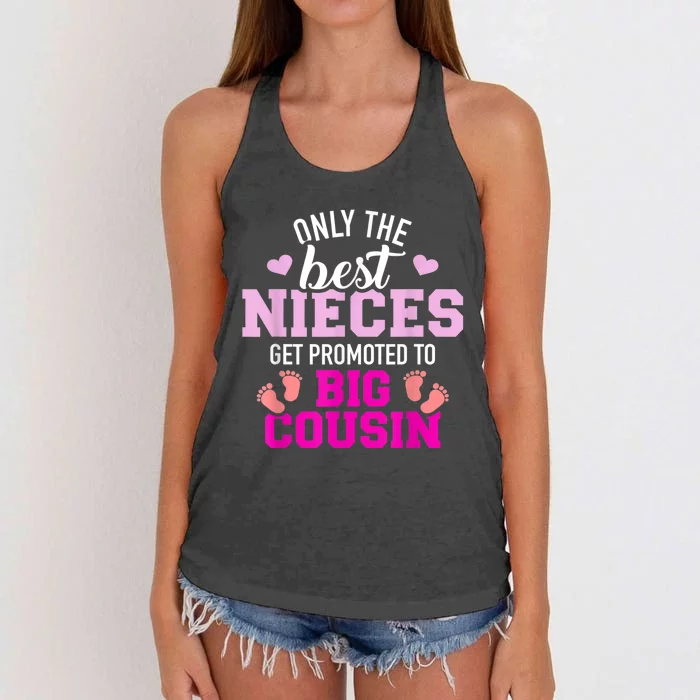 Only The Best Nieces Get Promoted To Big Cousin Women's Knotted Racerback Tank