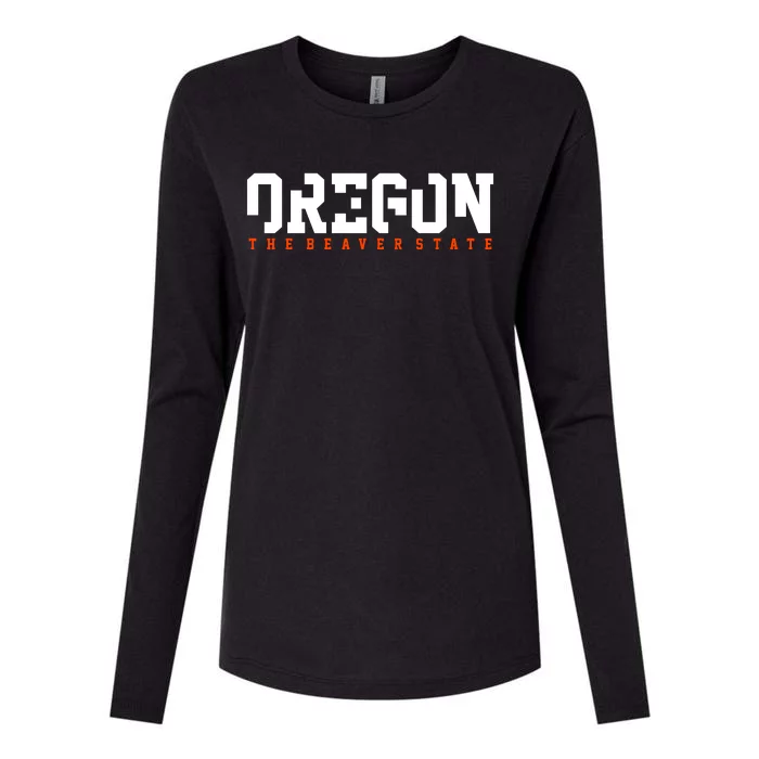 Oregon The Beaver State Cool Logo Womens Cotton Relaxed Long Sleeve T-Shirt