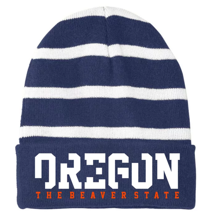 Oregon The Beaver State Cool Logo Striped Beanie with Solid Band