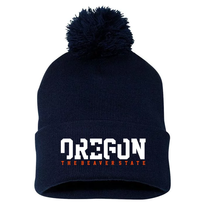 Oregon The Beaver State Cool Logo Pom Pom 12in Knit Beanie