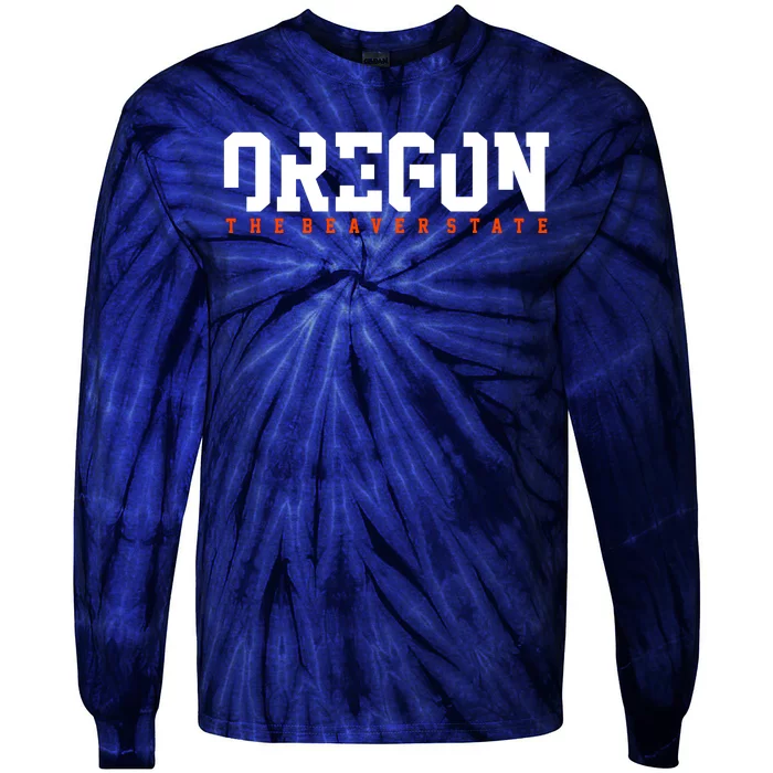 Oregon The Beaver State Cool Logo Tie-Dye Long Sleeve Shirt