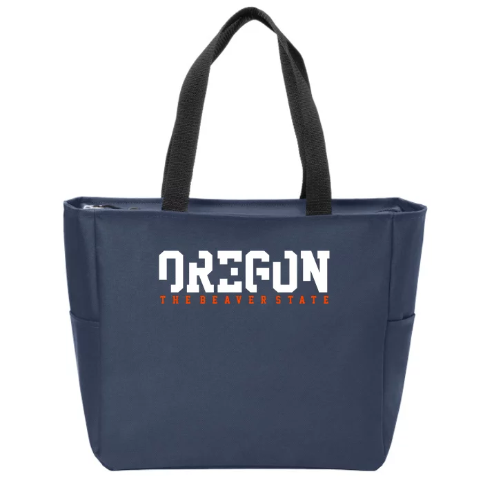 Oregon The Beaver State Cool Logo Zip Tote Bag