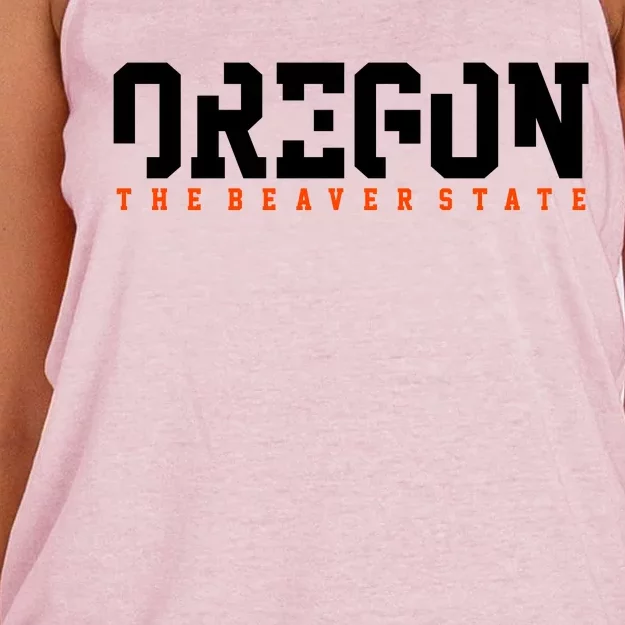 Oregon The Beaver State Cool Logo Women's Knotted Racerback Tank