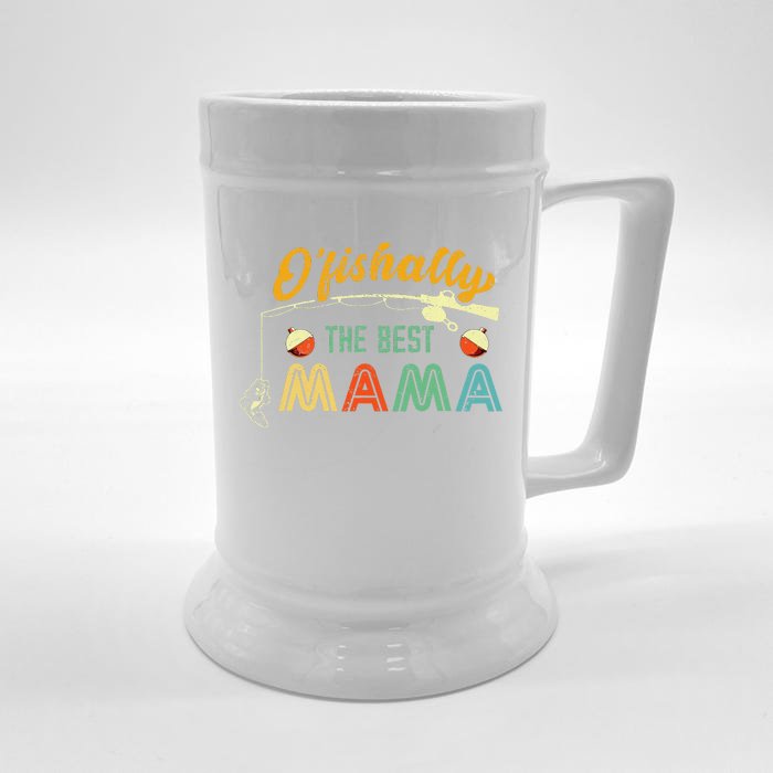 Ofishally The Best Mama Fisherwoman Cute Mom Fishing Gift Front & Back Beer Stein