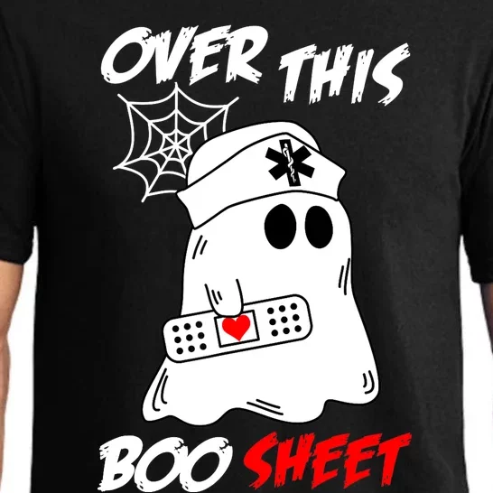 Over This Boo Sheet Funny Ghost Nurse Halloween Pajama Set