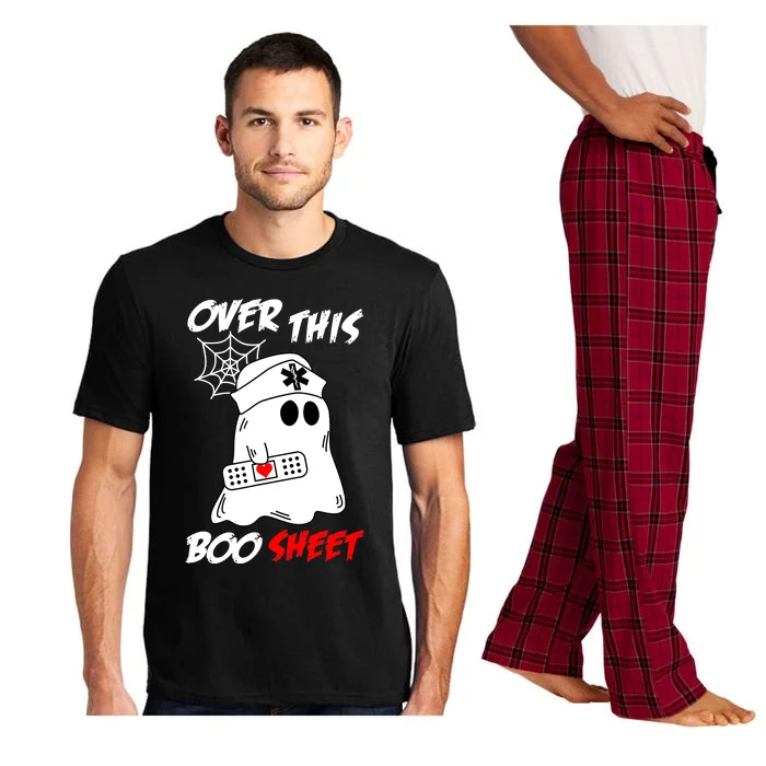 Over This Boo Sheet Funny Ghost Nurse Halloween Pajama Set