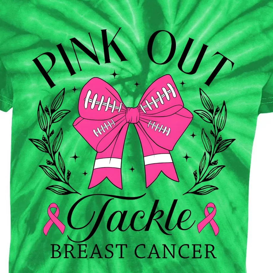 Out Tackle Breast Cancer Awareness Month Kids Tie-Dye T-Shirt