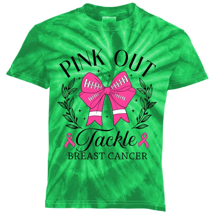 Out Tackle Breast Cancer Awareness Month Kids Tie-Dye T-Shirt