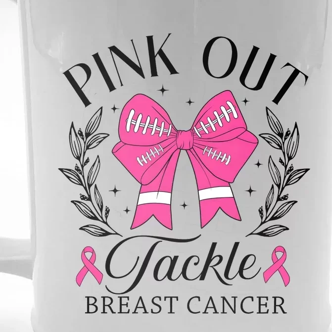 Out Tackle Breast Cancer Awareness Month Front & Back Beer Stein