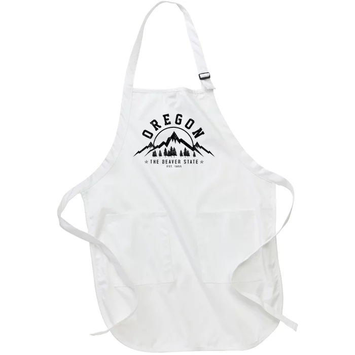 Oregon The Beaver State Portland Usa America Souvenir Full-Length Apron With Pocket