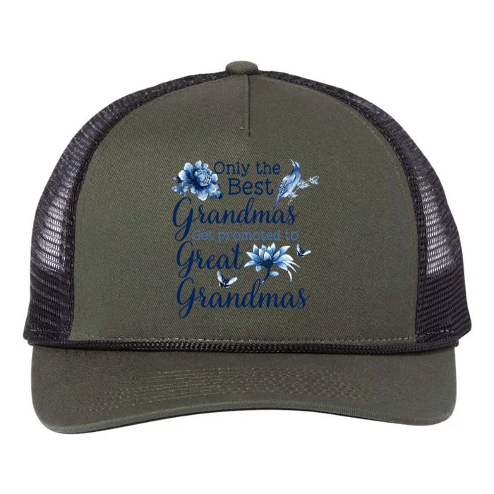 Only The Best Grandmas Get Promoted To Great Grandmas Gift Retro Rope Trucker Hat Cap