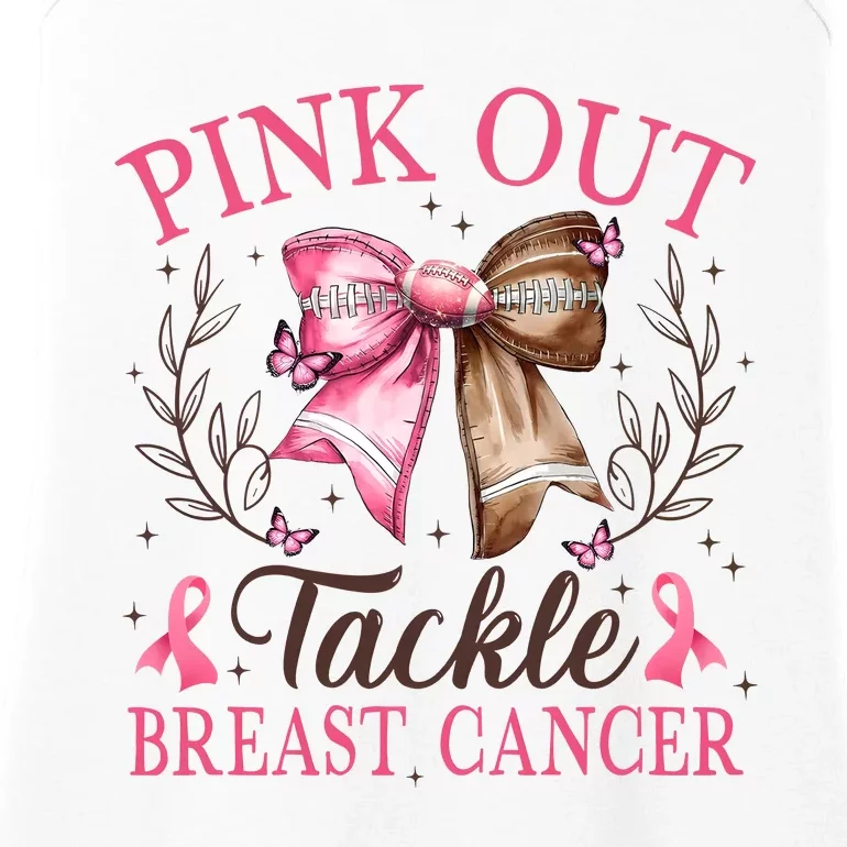 Out Tackle Breast Cancer Football Coquette Bow Ladies Essential Tank