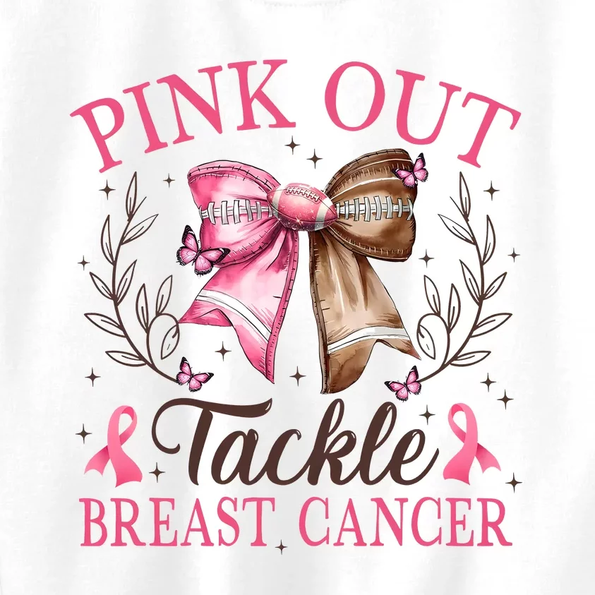 Out Tackle Breast Cancer Football Coquette Bow Kids Sweatshirt