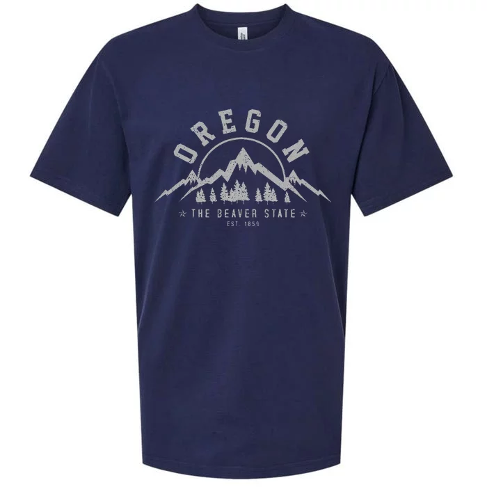 Oregon The Beaver State Est. 1859 Vintage Mountains Gift Sueded Cloud Jersey T-Shirt