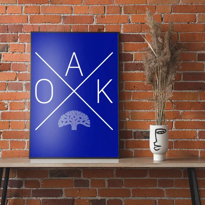 Oak Tree Cross Design (Grey) Gift Oakland California Gift Poster