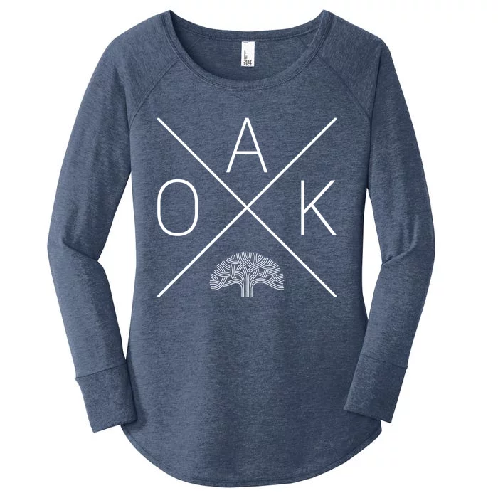 Oak Tree Cross Design (Grey) Gift Oakland California Gift Women's Perfect Tri Tunic Long Sleeve Shirt