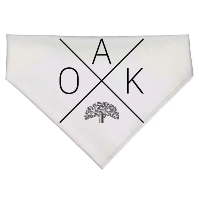 Oak Tree Cross Design (Grey) Gift Oakland California Gift USA-Made Doggie Bandana