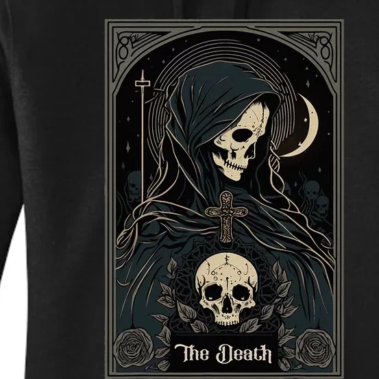 Occult Tarot Card The Death Skeleton Goth Dark Witchcraft Women's Pullover Hoodie