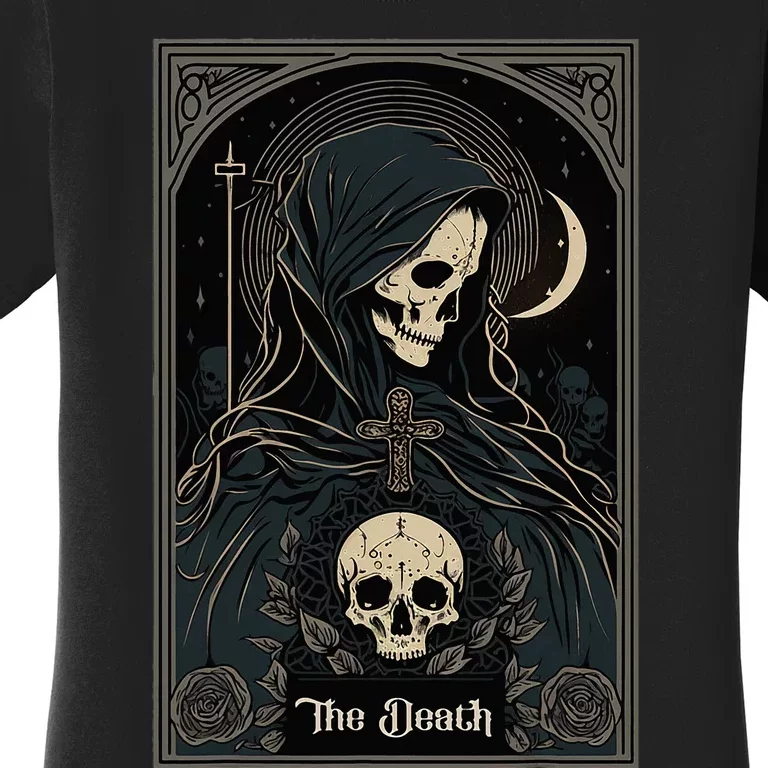 Occult Tarot Card The Death Skeleton Goth Dark Witchcraft Women's T-Shirt