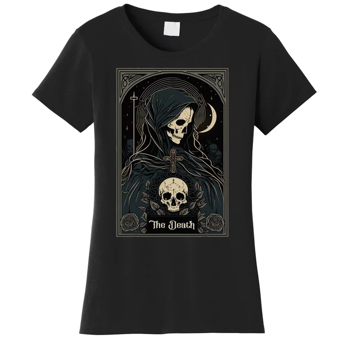 Occult Tarot Card The Death Skeleton Goth Dark Witchcraft Women's T-Shirt