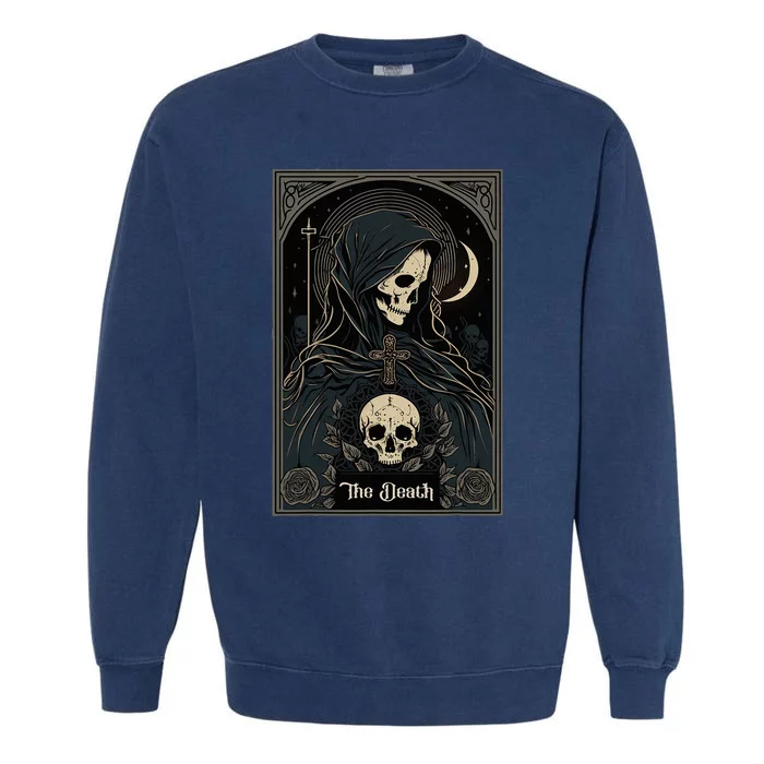 Occult Tarot Card The Death Skeleton Goth Dark Witchcraft Garment-Dyed Sweatshirt