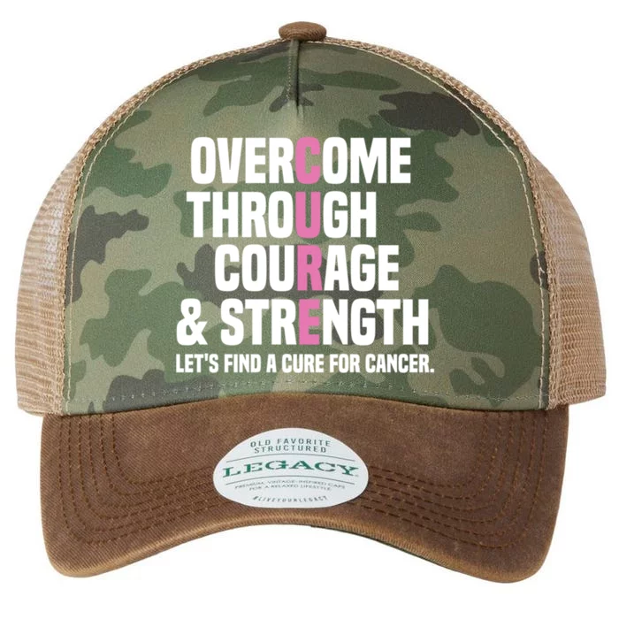 Overcome Through Courage And Strength Cure Cancer Awareness Gift Legacy Tie Dye Trucker Hat