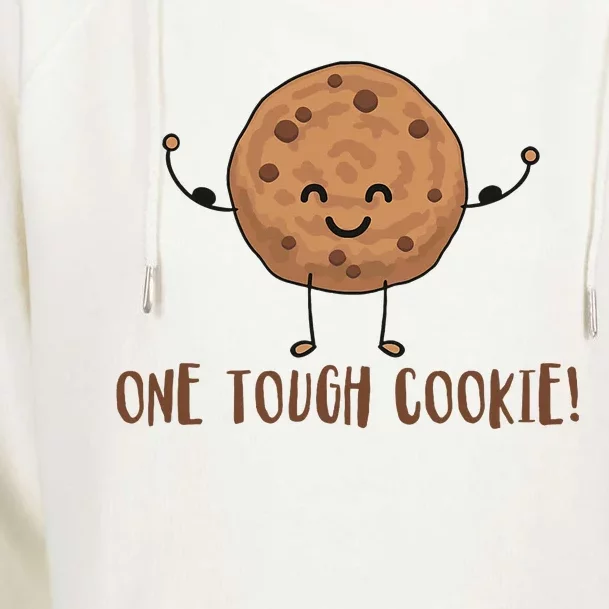 One Tough Cookie Cute Chocolate Chip Cookie With Muscles Womens Funnel Neck Pullover Hood