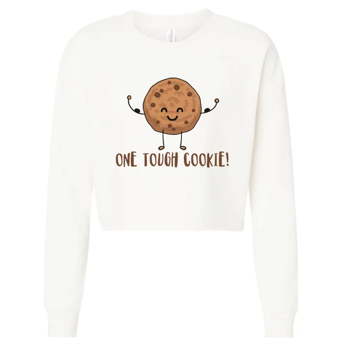 One Tough Cookie Cute Chocolate Chip Cookie With Muscles Cropped Pullover Crew