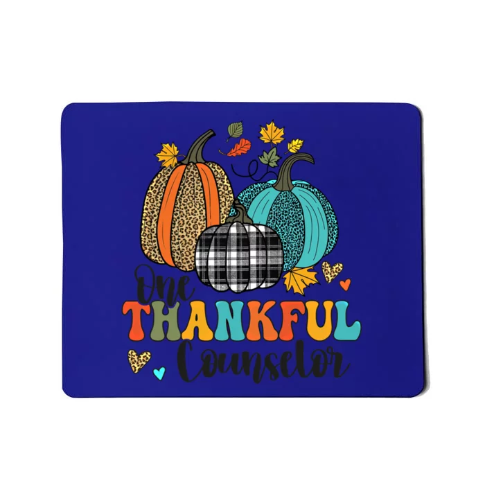 One Thankful Counselor School Pumpkins Thanksgiving Fall Gift Mousepad