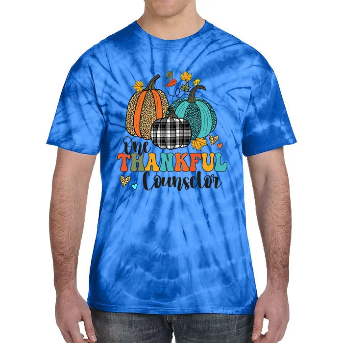 One Thankful Counselor School Pumpkins Thanksgiving Fall Gift Tie-Dye T-Shirt